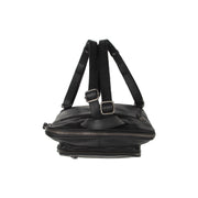 Floran Full-Grain Leather Backpack Damska - Structured Side Profile Showing Gusset Depth &amp; Expansion Capacity