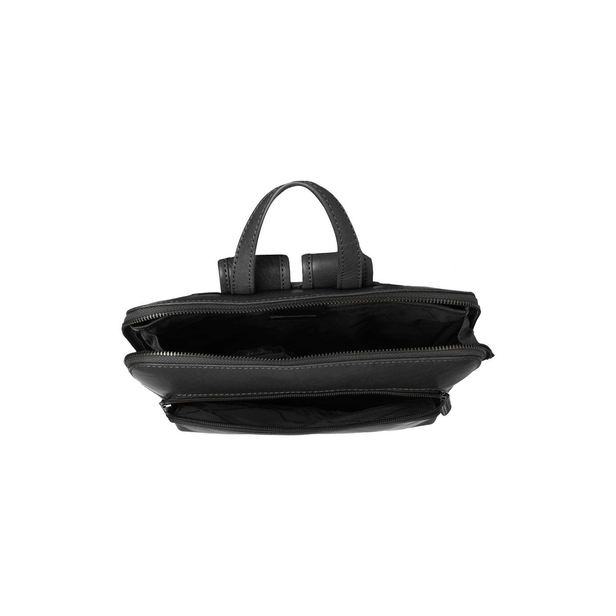 Solid Antique Brass Hardware &amp; Heavy-Duty Dual Zipper Detail on Fornella Full-Grain Leather Backpack Damska