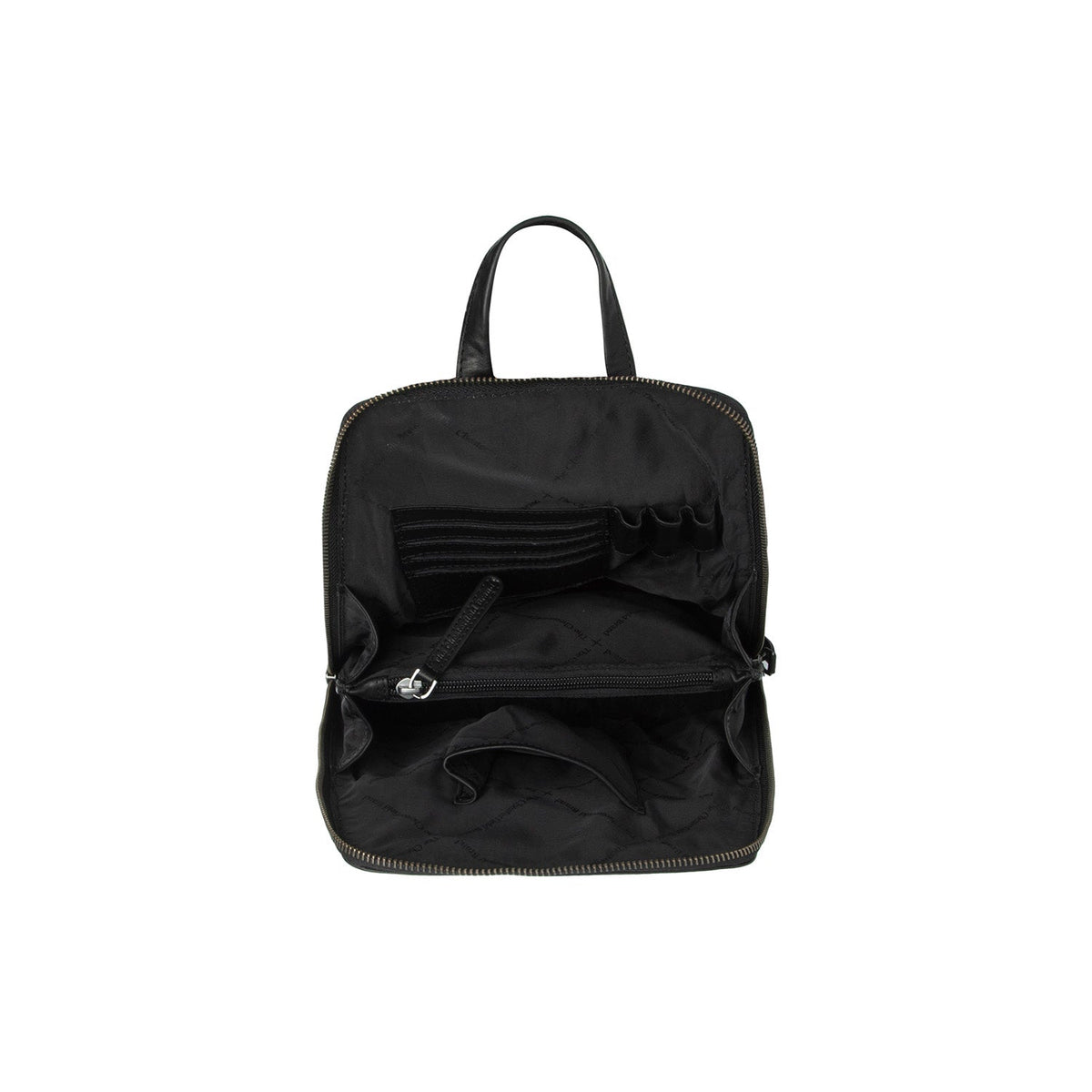 Solid Antique Brass Hardware &amp; Heavy-Duty Dual Zipper Detail on Linford Full-Grain Leather Backpack Damska