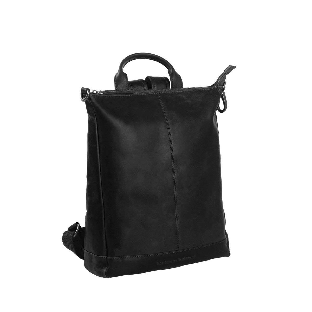 Saar Full-Grain Leather Backpack Damska - Structured Side Profile Showing Gusset Depth &amp; Expansion Capacity