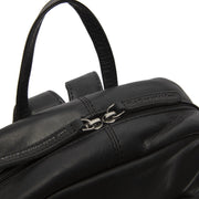 Solid Antique Brass Hardware &amp; Heavy-Duty Dual Zipper Detail on Santana Full-Grain Leather Backpack Damska