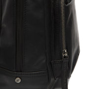 Santana Full-Grain Leather Backpack Damska - Structured Side Profile Showing Gusset Depth &amp; Expansion Capacity