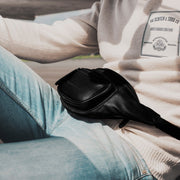 Jack Full-Grain Leather Belt Bag Damska - Structured Side Profile Showing Gusset Depth &amp; Expansion Capacity