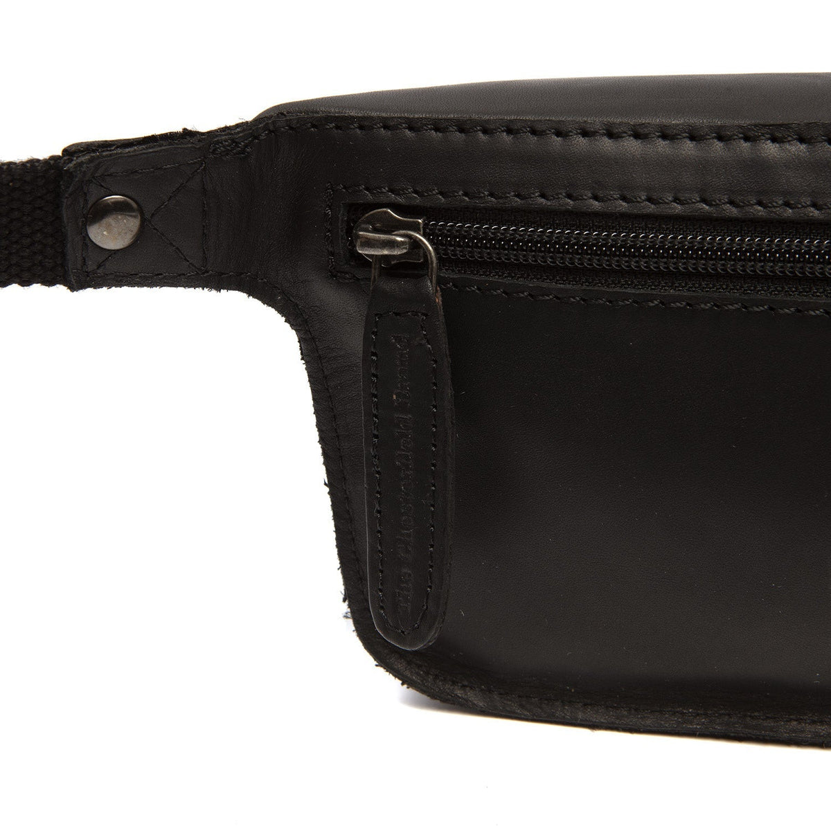 Solid Antique Brass Hardware &amp; Heavy-Duty Dual Zipper Detail on Toronto Full-Grain Leather Belt Bag Damska