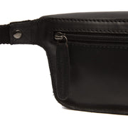 Solid Antique Brass Hardware &amp; Heavy-Duty Dual Zipper Detail on Toronto Full-Grain Leather Belt Bag Damska