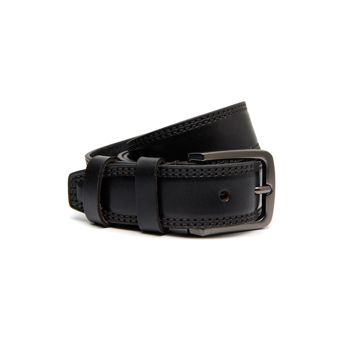 Manovo Full-Grain Leather Belt Męska in Classic 100% Full-Grain Leather - Full Exterior Front Profile View | Buy Online
