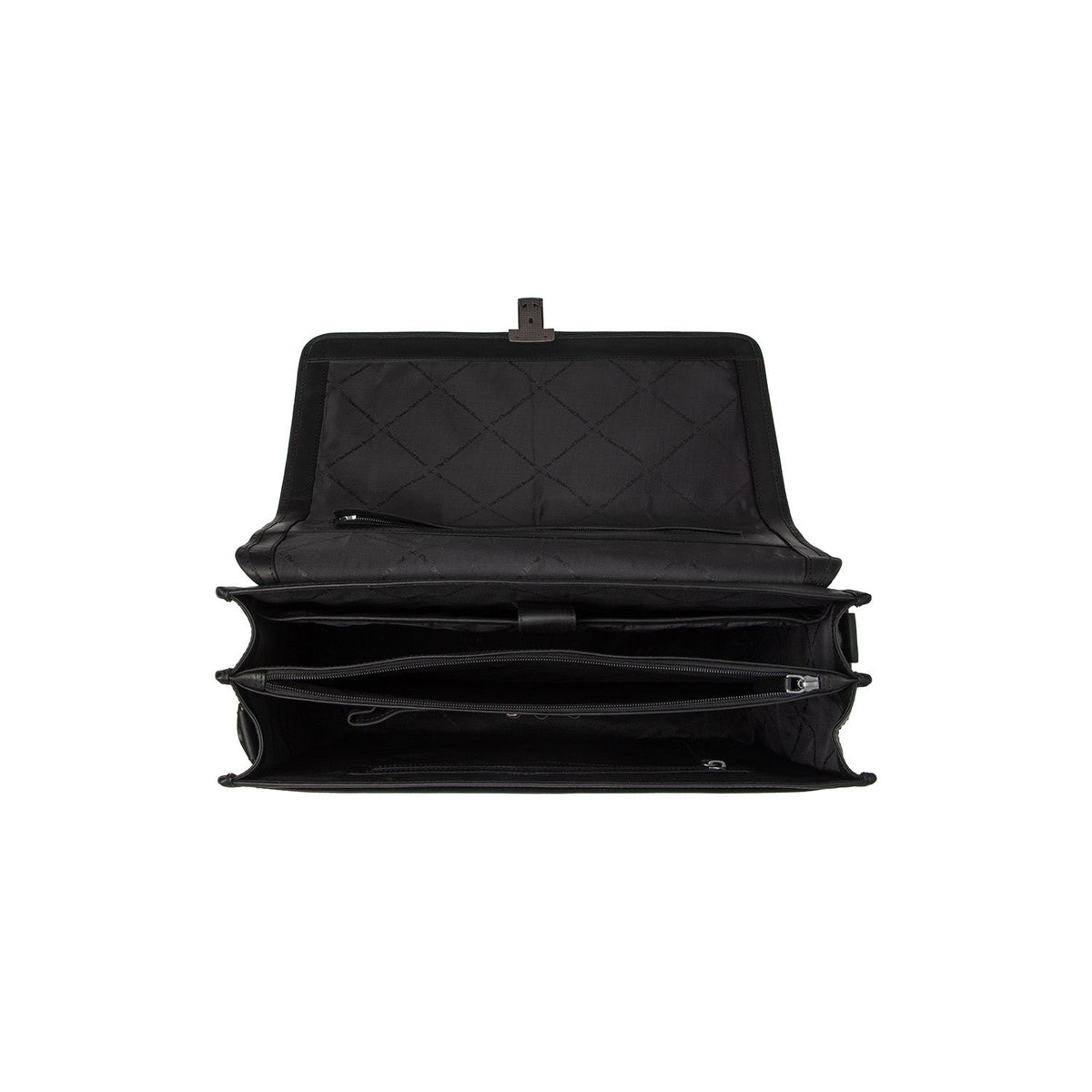 Solid Antique Brass Hardware &amp; Heavy-Duty Dual Zipper Detail on Glenwood Full-Grain Leather Briefcase Męska