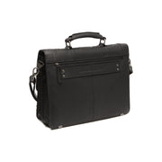 Solid Antique Brass Hardware &amp; Heavy-Duty Dual Zipper Detail on Stuttgart Full-Grain Leather Briefcase Damska
