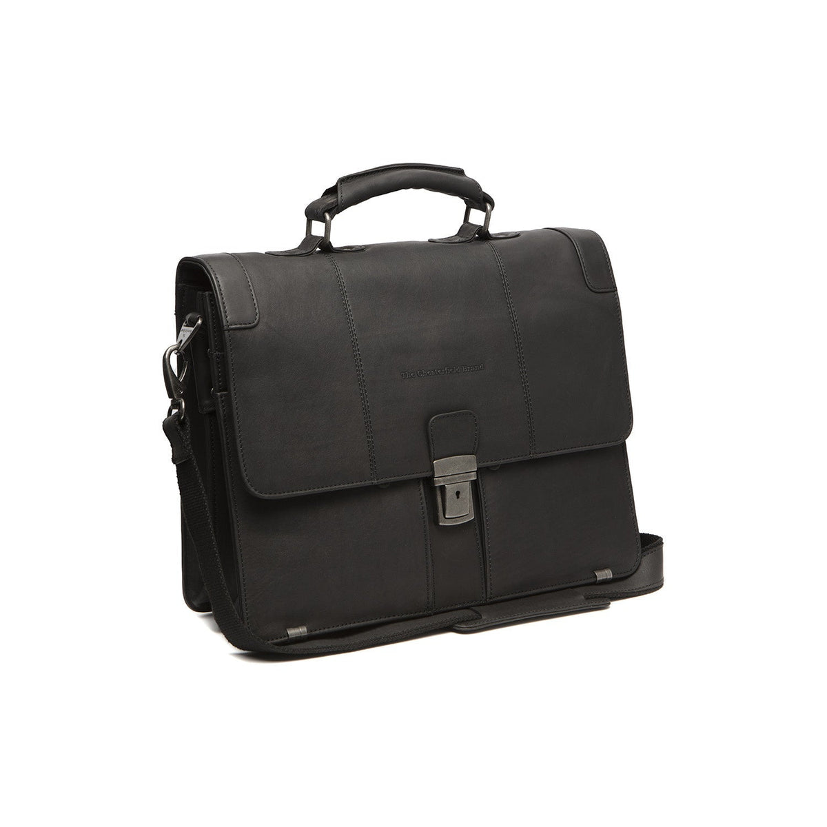 Stuttgart Full-Grain Leather Briefcase Damska in Classic 100% Full-Grain Leather - Full Exterior Front Profile View | Buy Online