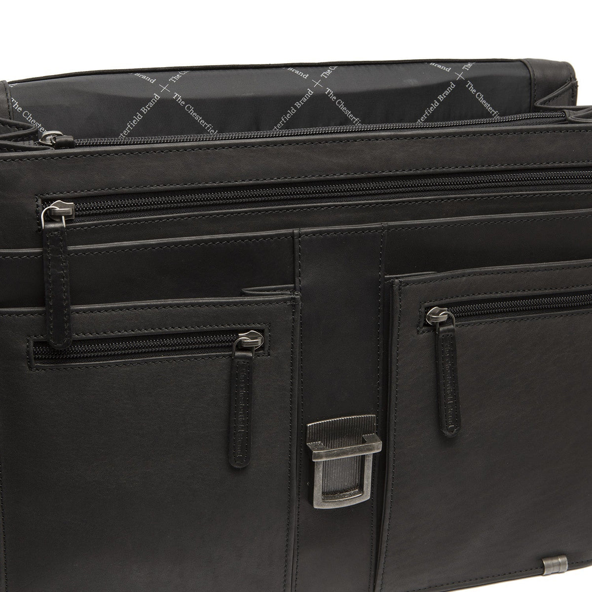 Stuttgart Full-Grain Leather Briefcase Damska - Structured Side Profile Showing Gusset Depth &amp; Expansion Capacity
