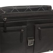 Stuttgart Full-Grain Leather Briefcase Damska - Structured Side Profile Showing Gusset Depth &amp; Expansion Capacity