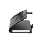 Solid Antique Brass Hardware &amp; Heavy-Duty Dual Zipper Detail on Baldwin Full-Grain Leather Card Holder Damska