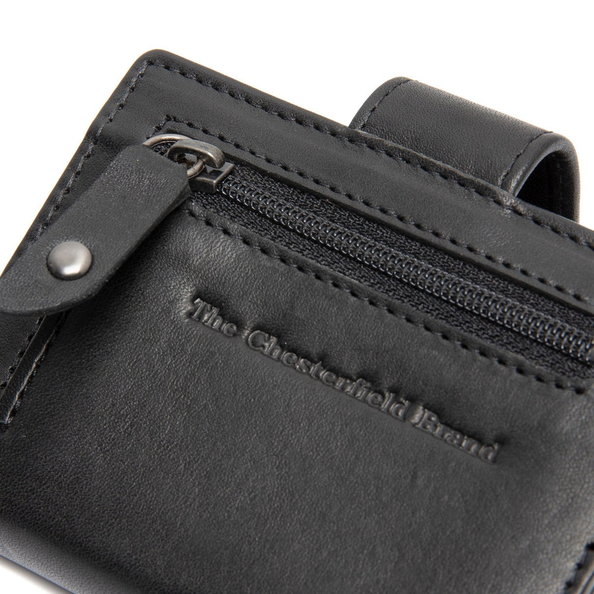 Solid Antique Brass Hardware &amp; Heavy-Duty Dual Zipper Detail on Barrea Full-Grain Leather Card Holder Damska