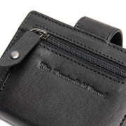 Solid Antique Brass Hardware &amp; Heavy-Duty Dual Zipper Detail on Barrea Full-Grain Leather Card Holder Damska