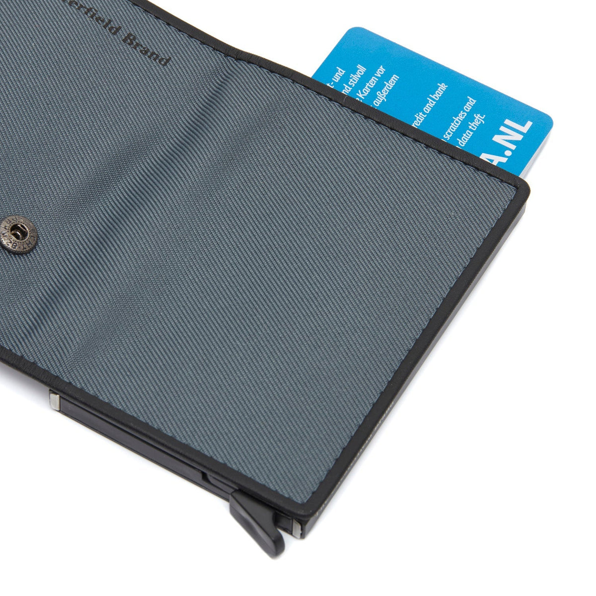 Solid Antique Brass Hardware &amp; Heavy-Duty Dual Zipper Detail on Delsbo Full-Grain Leather Card Holder Damska
