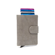 
Light Grey Leather Card Holder Hannover, front view