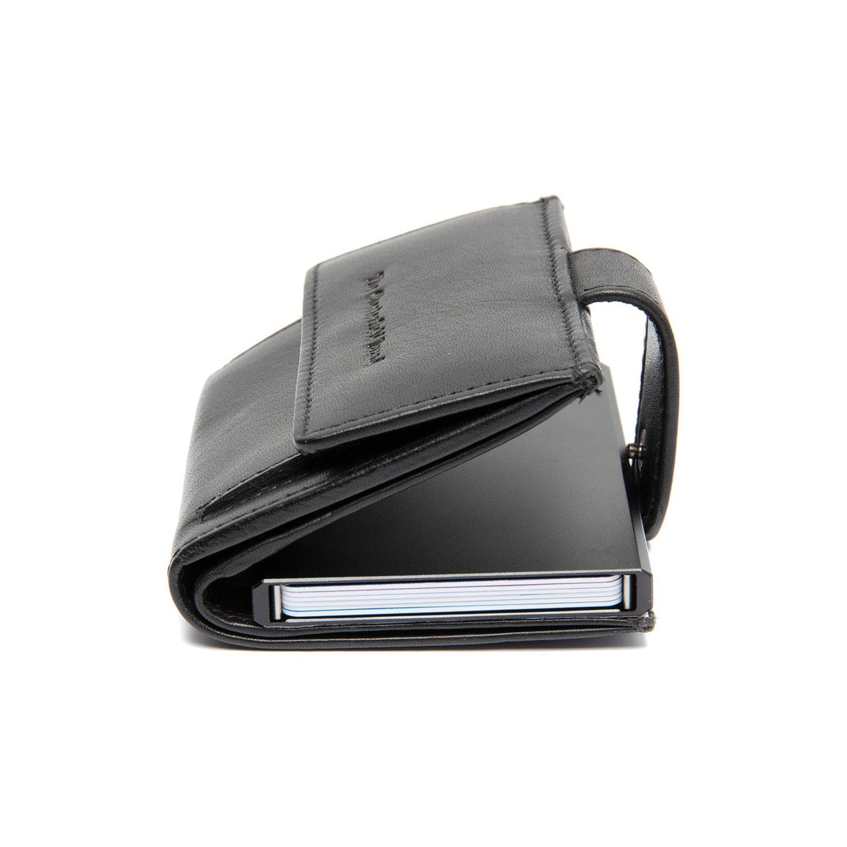 Lesina Full-Grain Leather Card Holder Damska - Structured Side Profile Showing Gusset Depth &amp; Expansion Capacity