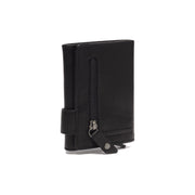 Solid Antique Brass Hardware &amp; Heavy-Duty Dual Zipper Detail on Portland Full-Grain Leather Card Holder Damska