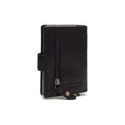 Solid Antique Brass Hardware &amp; Heavy-Duty Dual Zipper Detail on Prague Full-Grain Leather Card Holder Damska