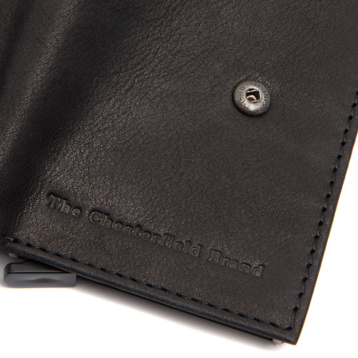 Solid Antique Brass Hardware &amp; Heavy-Duty Dual Zipper Detail on Torola Full-Grain Leather Card Holder Damska