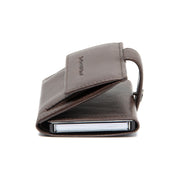 Solid Antique Brass Hardware &amp; Heavy-Duty Dual Zipper Detail on Varrano Full-Grain Leather Card Holder Damska