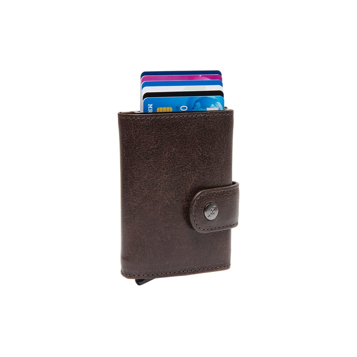 Varrano Full-Grain Leather Card Holder Damska in Classic 100% Full-Grain Leather - Full Exterior Front Profile View | Buy Online