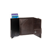Varrano Full-Grain Leather Card Holder Damska - Structured Side Profile Showing Gusset Depth &amp; Expansion Capacity
