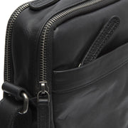 Solid Antique Brass Hardware &amp; Heavy-Duty Dual Zipper Detail on Alva Full-Grain Leather Crossbody Bag Męska