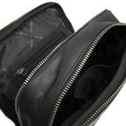 Alva Full-Grain Leather Crossbody Bag Męska - Structured Side Profile Showing Gusset Depth &amp; Expansion Capacity
