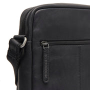 Solid Antique Brass Hardware &amp; Heavy-Duty Dual Zipper Detail on Anzora Full-Grain Leather Crossbody Bag Męska
