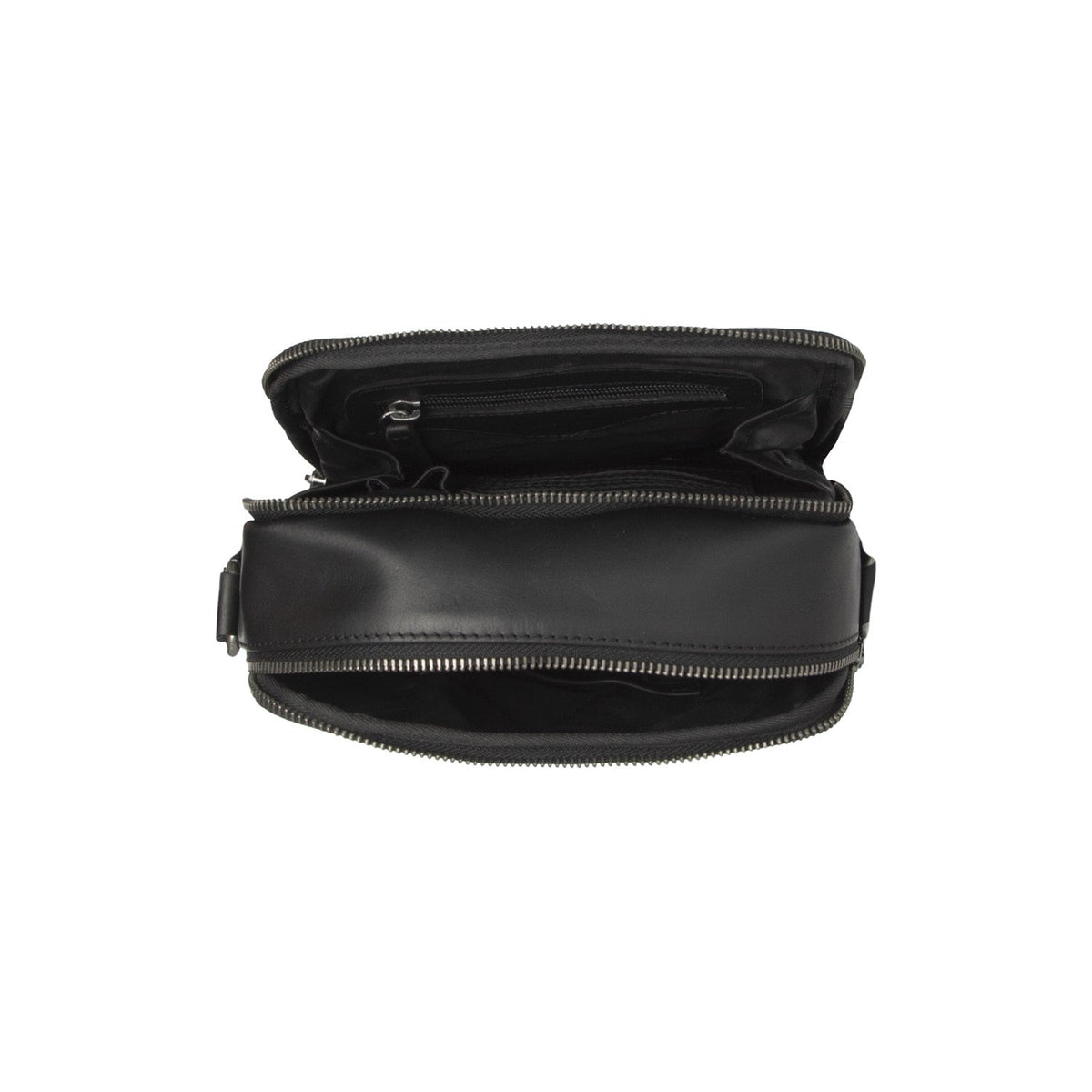 
Solid Antique Brass Hardware & Heavy-Duty Dual Zipper Detail on Arendal Skórzana listonoszka