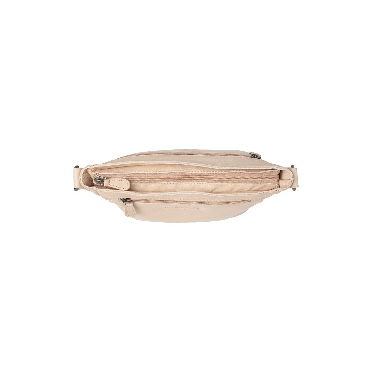 
Solid Antique Brass Hardware & Heavy-Duty Dual Zipper Detail on Aston Skórzana listonoszka