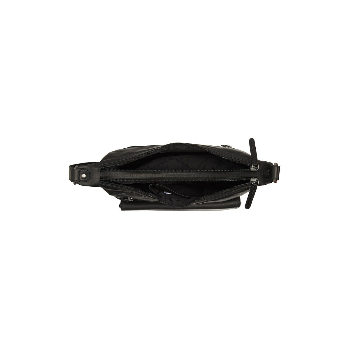 Solid Antique Brass Hardware &amp; Heavy-Duty Dual Zipper Detail on Bryson Full-Grain Leather Crossbody Bag Damska