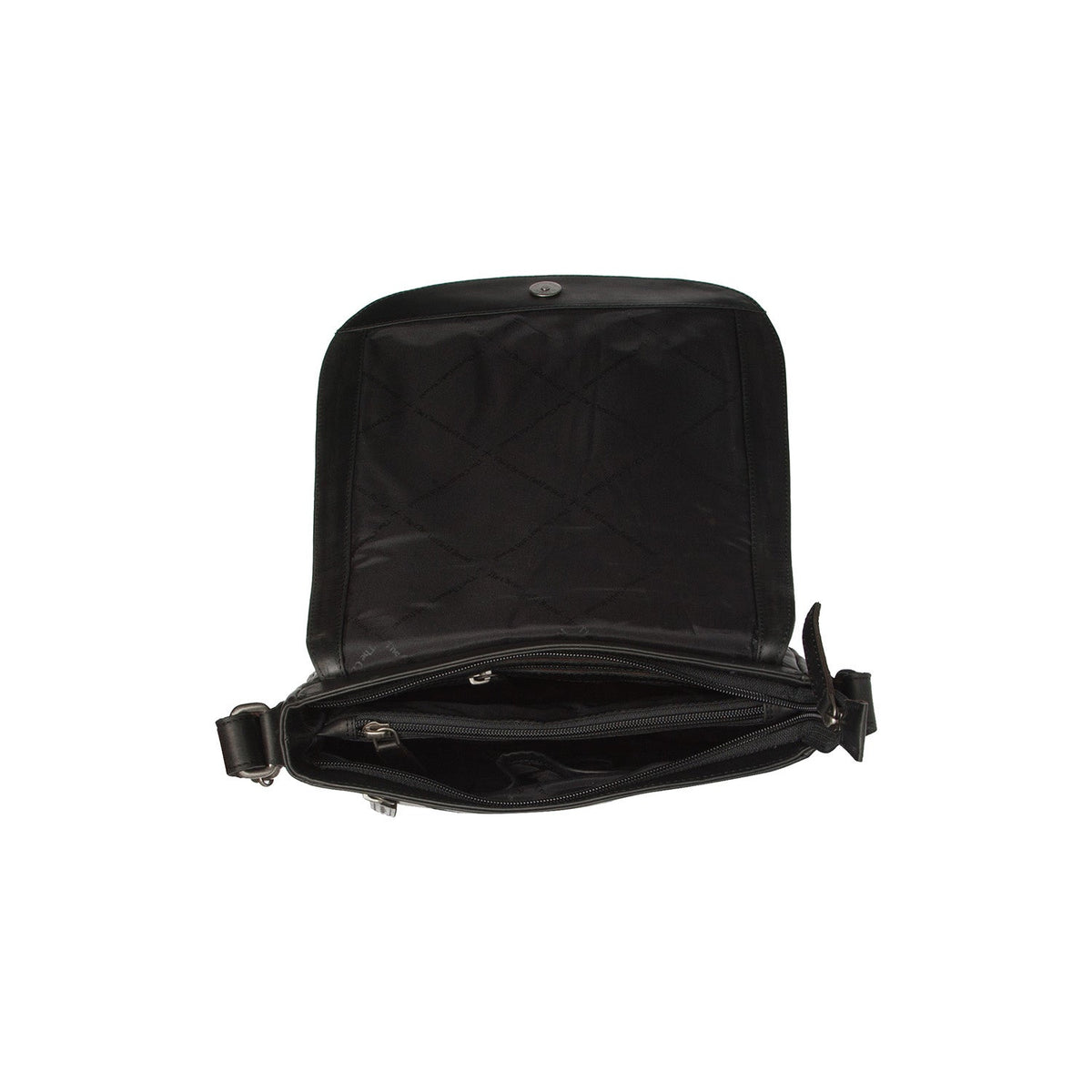 Everglades Full-Grain Leather Crossbody Bag Damska - Structured Side Profile Showing Gusset Depth &amp; Expansion Capacity