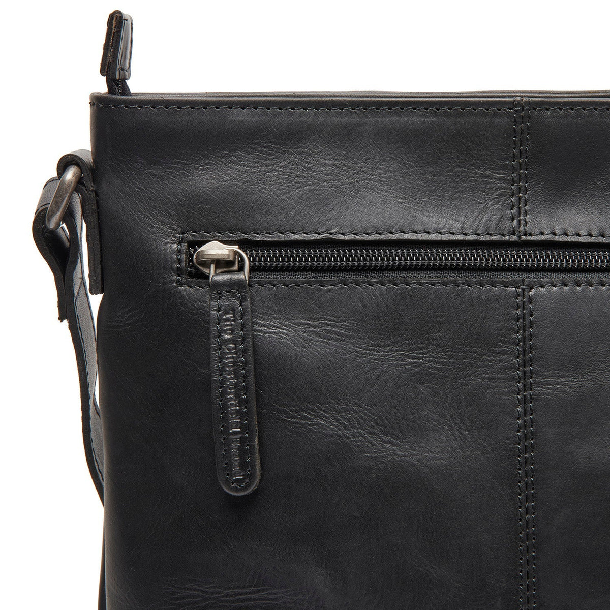 Lunton Full-Grain Leather Crossbody Bag Damska - Structured Side Profile Showing Gusset Depth &amp; Expansion Capacity