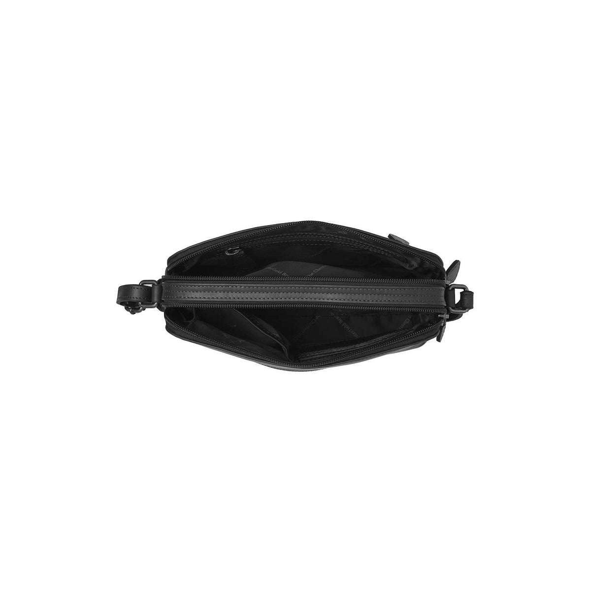 Solid Antique Brass Hardware &amp; Heavy-Duty Dual Zipper Detail on Nebraska Full-Grain Leather Crossbody Bag Damska