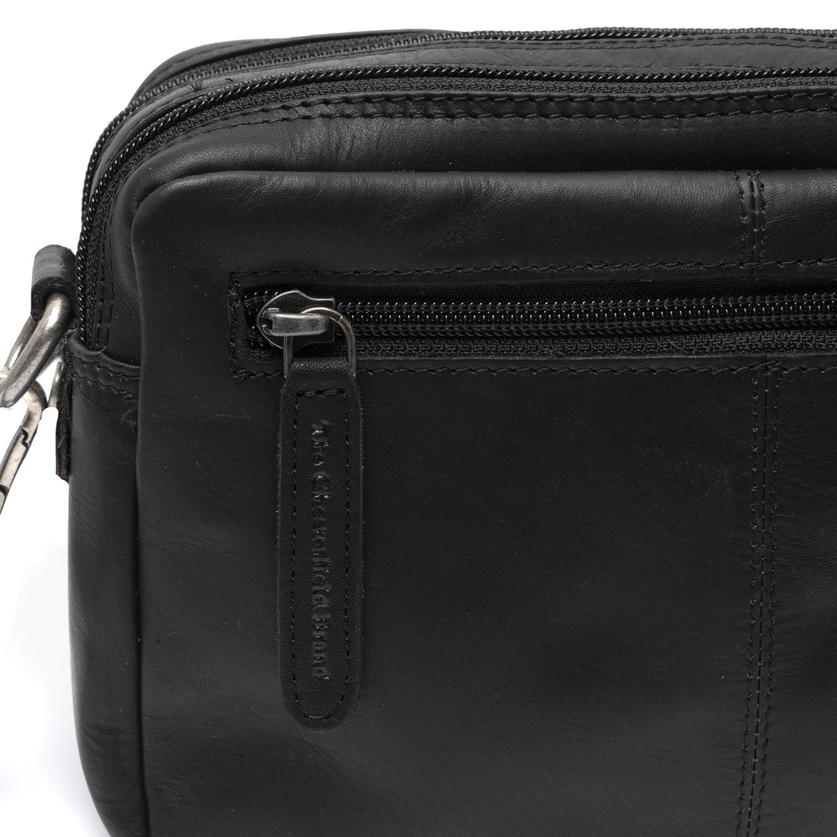 Solid Antique Brass Hardware &amp; Heavy-Duty Dual Zipper Detail on Samui Full-Grain Leather Crossbody Bag Damska