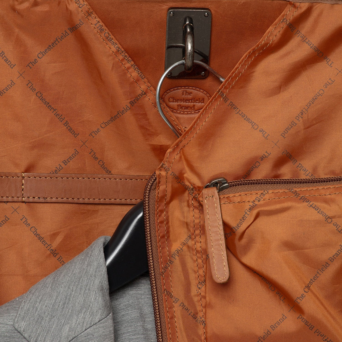 Cognac Leather Garment Bag Josh Damska, detail view 4