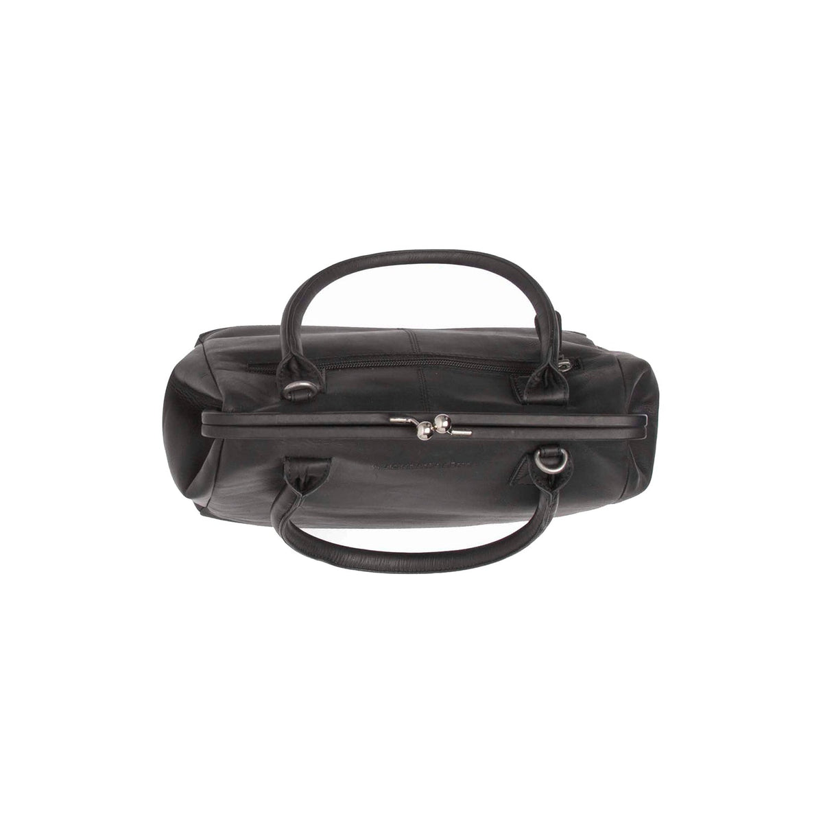 Close-Up Detail of Classic Collar &amp; Heavy-Duty Zipper Hardware on Dorin Full-Grain Leather Handbag Damska
