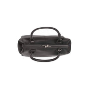 Close-Up Detail of Classic Collar &amp; Heavy-Duty Zipper Hardware on Dorin Full-Grain Leather Handbag Damska