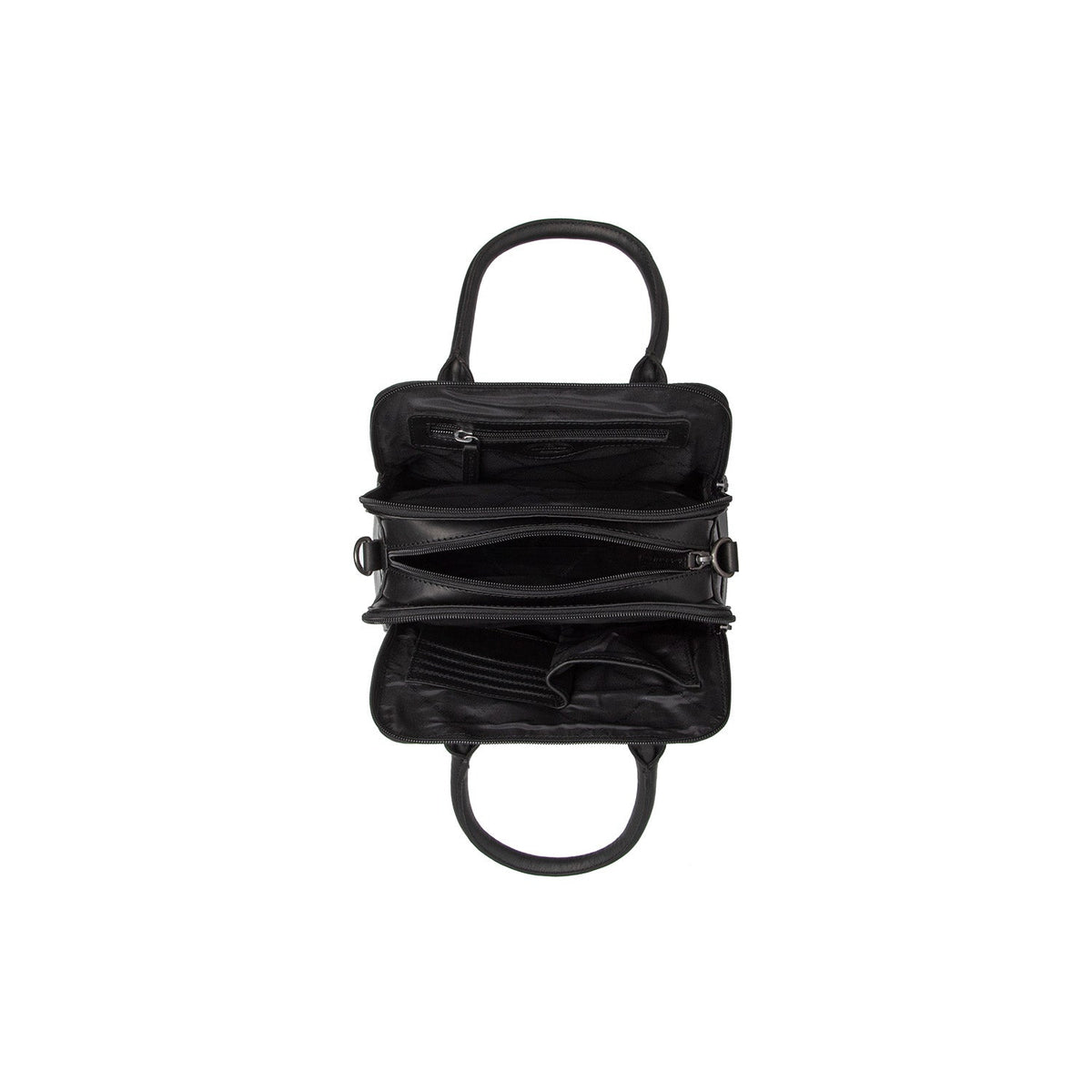 Close-Up Detail of Classic Collar &amp; Heavy-Duty Zipper Hardware on Ezra Full-Grain Leather Handbag Damska