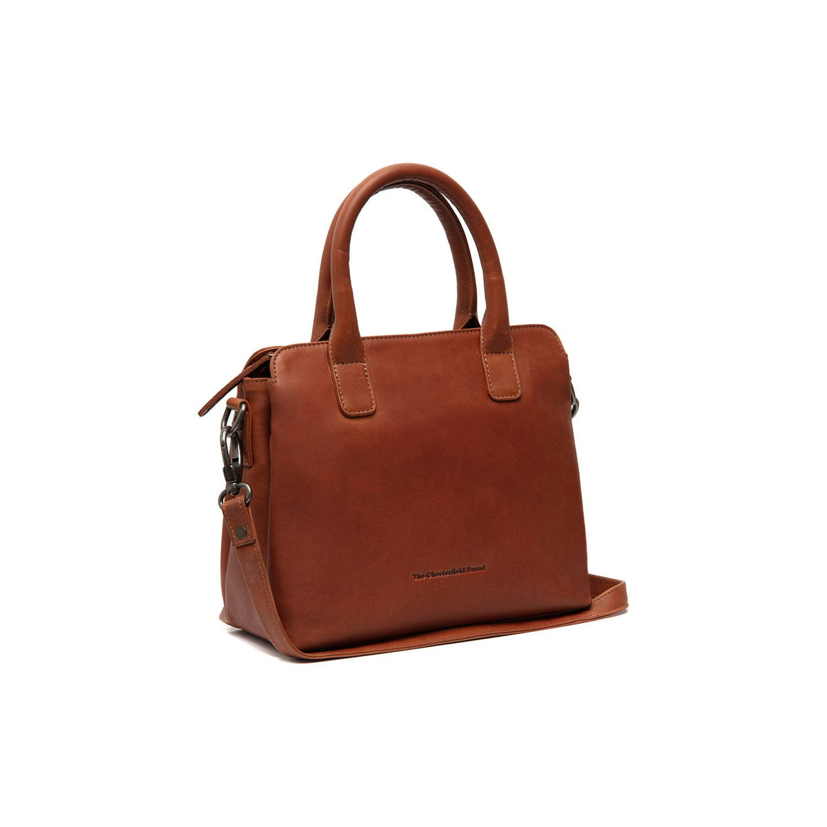 Tailored Rib Cuffs &amp; Hem Craftsmanship Construction Detail on Hermosa Full-Grain Leather Handbag Damska