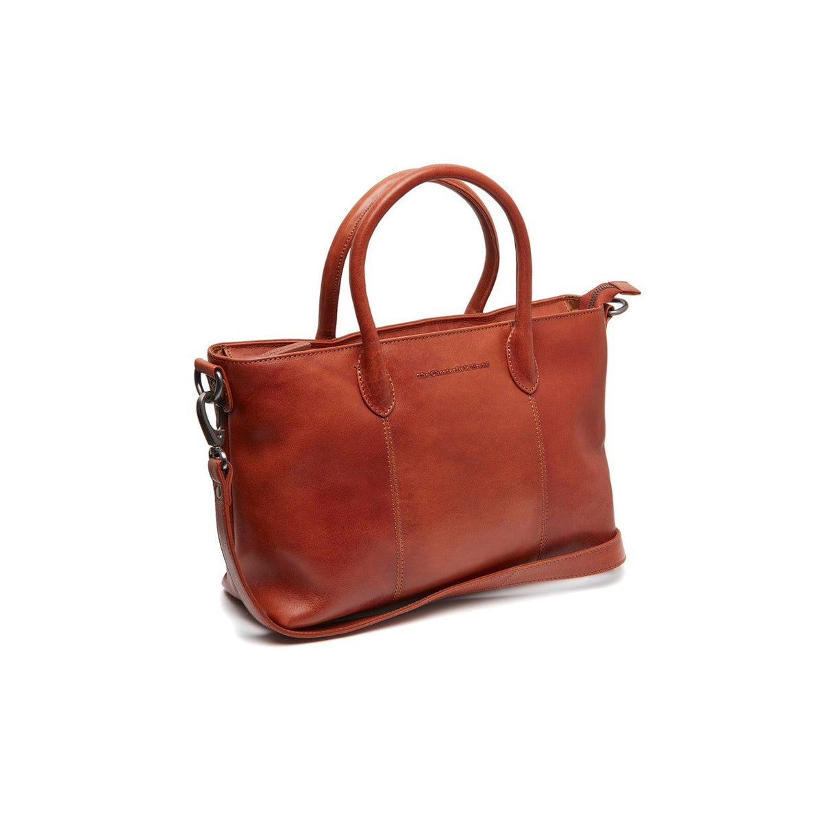 Tailored Rib Cuffs &amp; Hem Craftsmanship Construction Detail on Pergamino Full-Grain Leather Handbag Damska