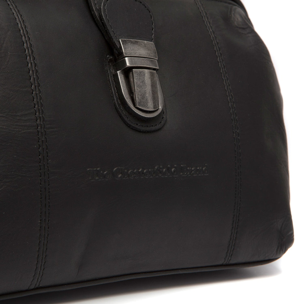 Close-Up Detail of Classic Collar &amp; Heavy-Duty Zipper Hardware on Rachael Full-Grain Leather Handbag Damska