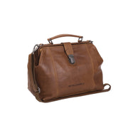 Tailored Rib Cuffs &amp; Hem Craftsmanship Construction Detail on Shaun Full-Grain Leather Handbag Damska
