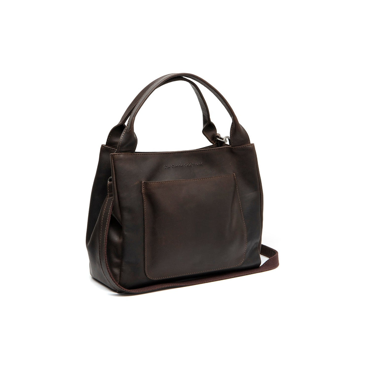 Styled Fit Perspective of Tenara Full-Grain Leather Handbag Damska on Model - Natural Daylight Drape
