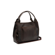 Styled Fit Perspective of Tenara Full-Grain Leather Handbag Damska on Model - Natural Daylight Drape
