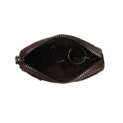 Tailored Rib Cuffs &amp; Hem Craftsmanship Construction Detail on Corey Full-Grain Leather Key Case Damska