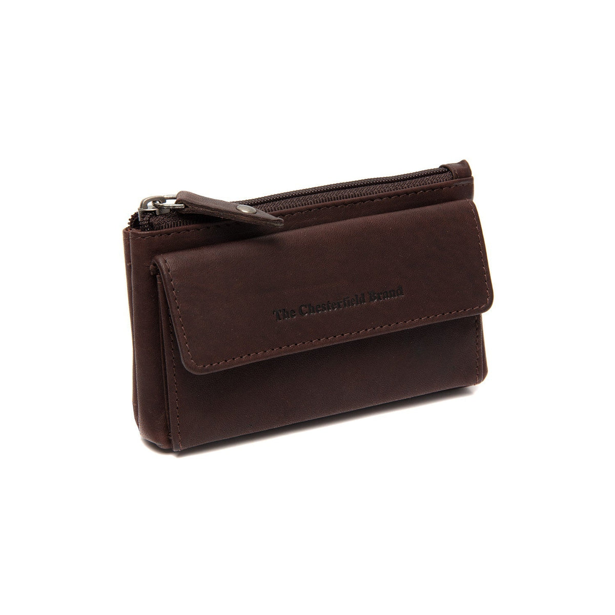 Tailored Rib Cuffs &amp; Hem Craftsmanship Construction Detail on Violette Full-Grain Leather Key Case Damska