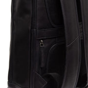 Solid Antique Brass Hardware &amp; Heavy-Duty Dual Zipper Detail on Detroit Full-Grain Leather Laptop Backpack Damska